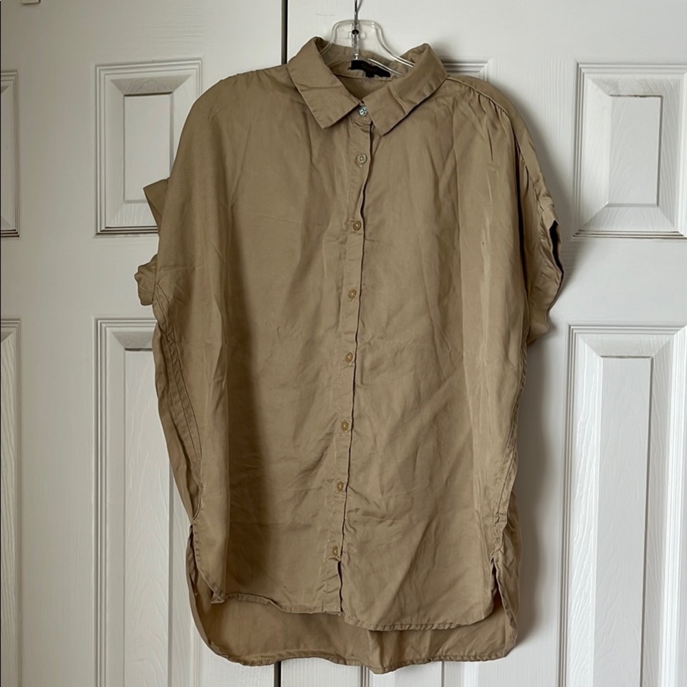 Casual Tan Button-Up Shirt